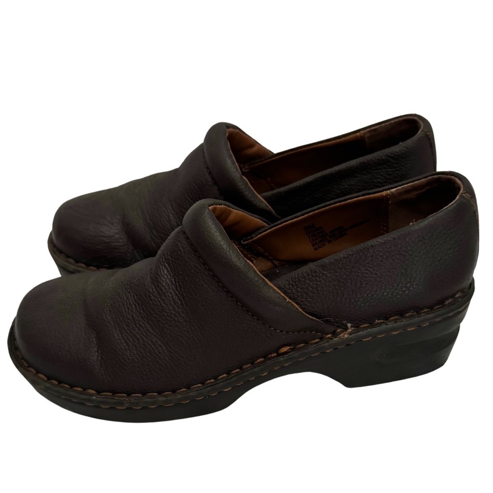 Browns Landing Women’s  Osaka Brown Leather Slip On Clogs Mules Size 8M